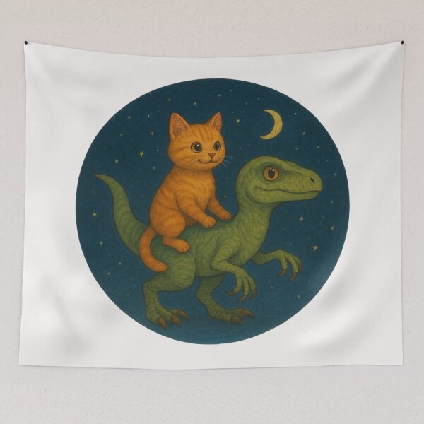 Aperçu de l'œuvre Chat cool chevauchant un rapace créée et vendue par Planetporridge.