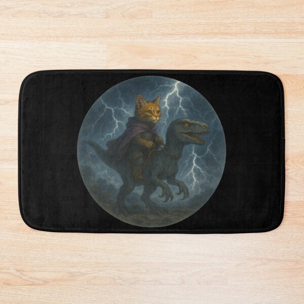 Item preview, Cat Riding A Raptor Art designed and sold by Planetporridge.