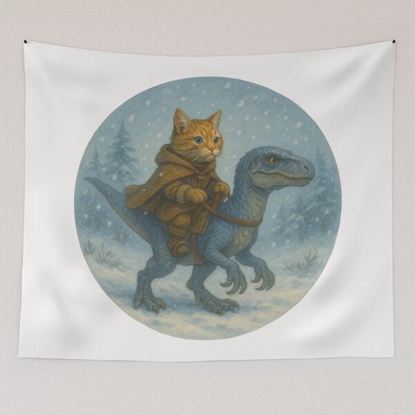 Aperçu de l'œuvre Motif de chat chevauchant un rapace créée et vendue par Planetporridge.