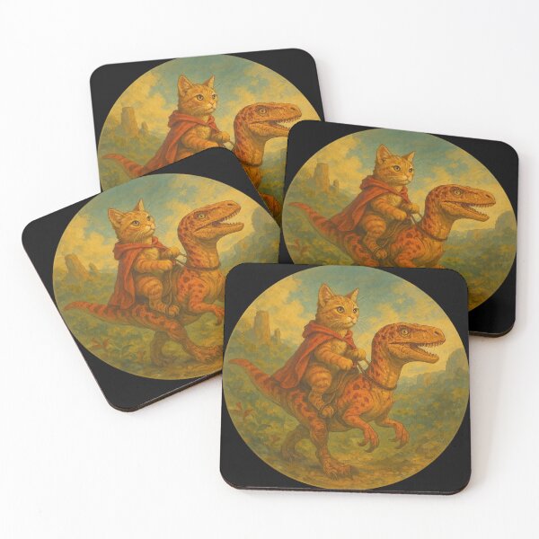 Item preview, Cat Riding A Raptor Artwork designed and sold by Planetporridge.