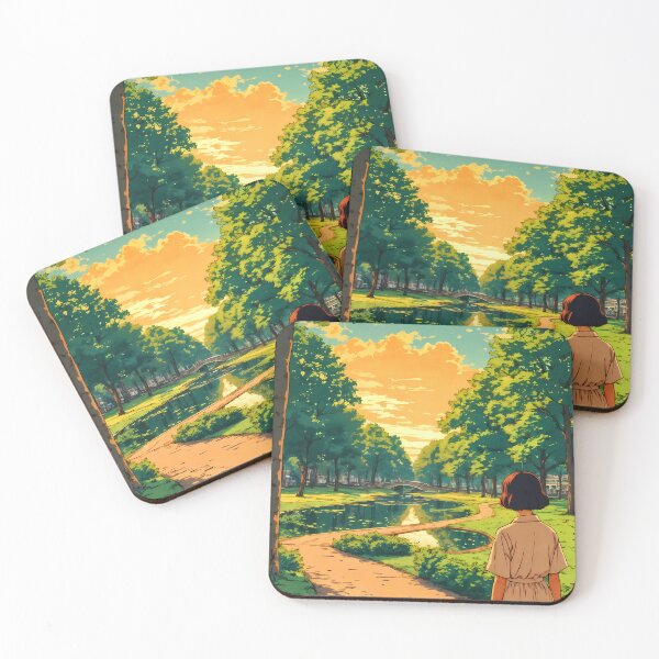 Item preview, Pastel Dreams in Vondelpark - Vintage Anime Girl Contemplating Nature designed and sold by JacksoonLester.