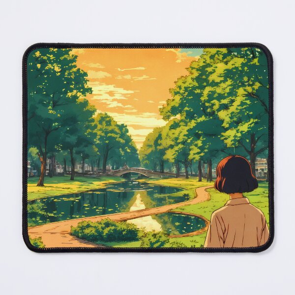 Item preview, Pastel Dreams in Vondelpark - Vintage Anime Girl Contemplating Nature designed and sold by JacksoonLester.