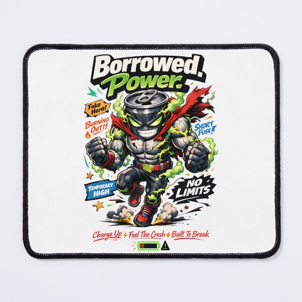 Item preview, Borrowed Power | Retro Comic Energy Drink Hero & Caffeine Crash Streetwear Art by Vivaan Studio designed and sold by Vivaan Studio.