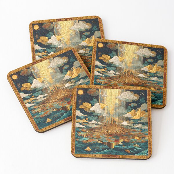 Item preview, The Golden City of Hyperborea | Visionary Lost Civilization Art designed and sold by Stoneflower-Art.