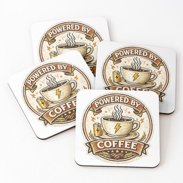 Item preview, Powered by Coffee – Retro Energy Coffee Illustration designed and sold by yaalow.