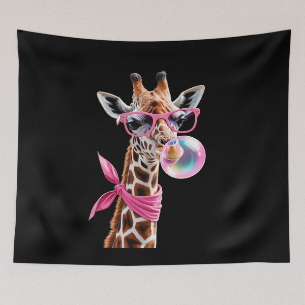 Item preview, Cute Giraffe Pink Bubble Gum and Pink Sunglasses designed and sold by joyouartArt.