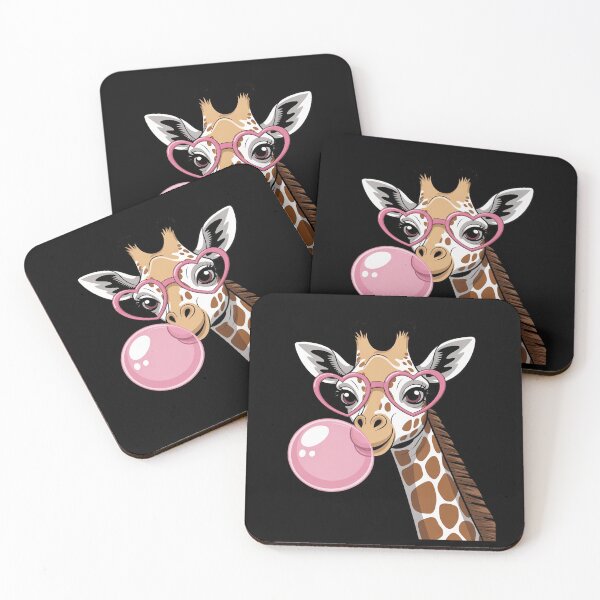 Item preview, cute giraffe with pink bubble gum and sunglasses designed and sold by angolinnArt.