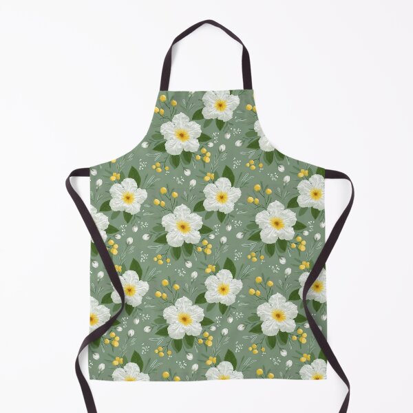 Item preview, White Mexican Olive Flowers Pattern Green designed and sold by ConcienciaEco.