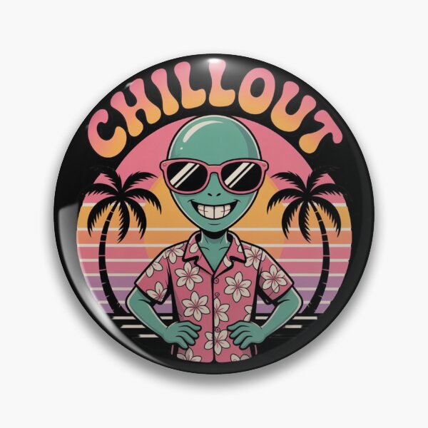 Item preview, Too Chill Alien T-Shirt – Retro Tropical Sunset Style designed and sold by KapiPrint.