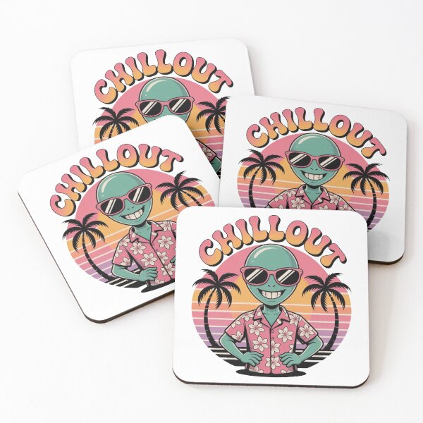Item preview, Too Chill Alien T-Shirt – Retro Tropical Sunset Style designed and sold by KapiPrint.