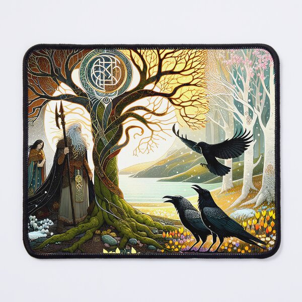 Item preview, Odin and the Changing Seasons | Norse Mythology & World Tree Fantasy Art designed and sold by Stoneflower-Art.