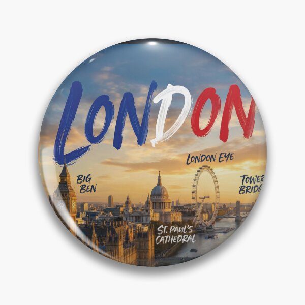 Item preview, London Day Skyline Landmarks Typography Travel Art designed and sold by DGtaLrtcom.