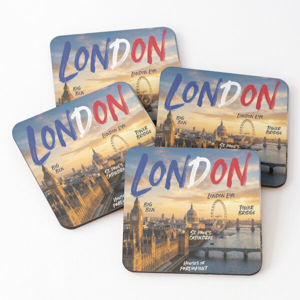 Item preview, London Day Skyline Landmarks Typography Travel Art designed and sold by DGtaLrtcom.