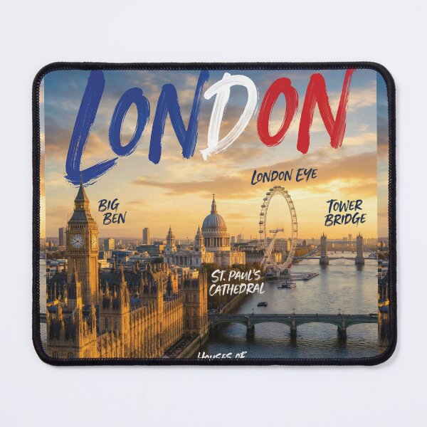 Item preview, London Day Skyline Landmarks Typography Travel Art designed and sold by DGtaLrtcom.