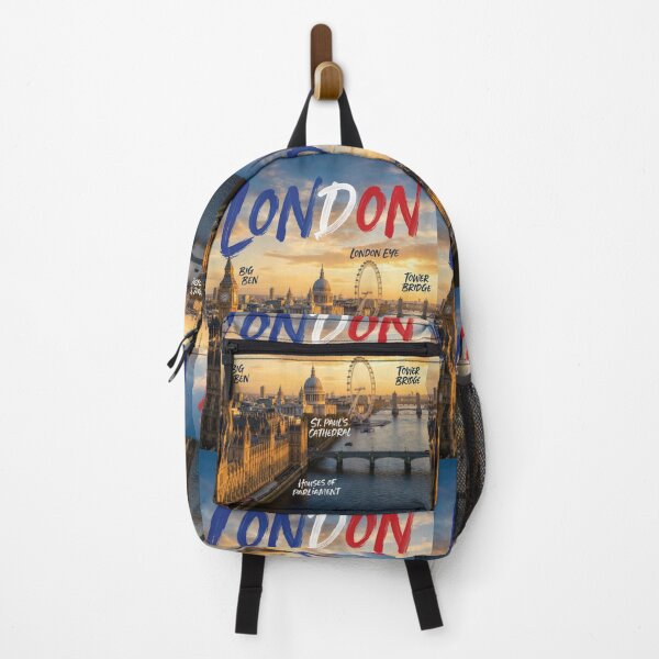 Item preview, London Day Skyline Landmarks Typography Travel Art designed and sold by DGtaLrtcom.