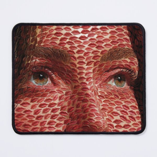 Item preview, Lips Mosaic Girl - Surreal Red Kiss Portrait designed and sold by AiDigitalSanctum.