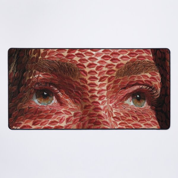 Item preview, Lips Mosaic Girl - Surreal Red Kiss Portrait designed and sold by AiDigitalSanctum.