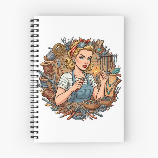 Item preview, Vintage Jewelry Maker Woman Sticker – Handmade Artisan Craft Illustration designed and sold by C3J7.