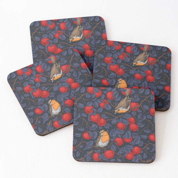 Item preview, Robins in the apple tree/blue and red  designed and sold by Katerina Mitkova Kirilova.
