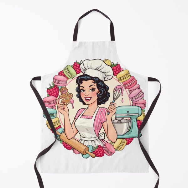 Artikelvorschau, Niedlicher Aufkleber mit Konditorin – Vintage-Illustration zum Thema Backen und Desserts entworfen und verkauft von C3J7.