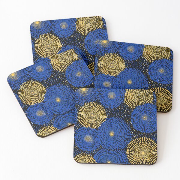 Item preview, Cosmic Aura - Gilded Infinity Dots in Blue & Gold designed and sold by Ewa Miller.