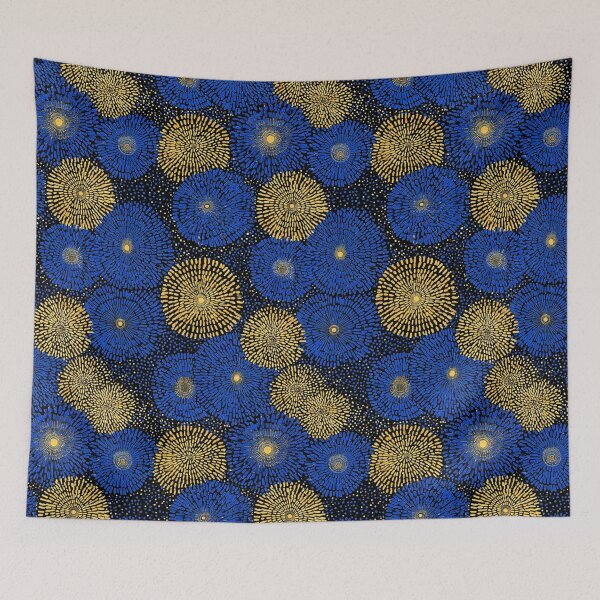 Item preview, Cosmic Aura - Gilded Infinity Dots in Blue & Gold designed and sold by Ewa Miller.