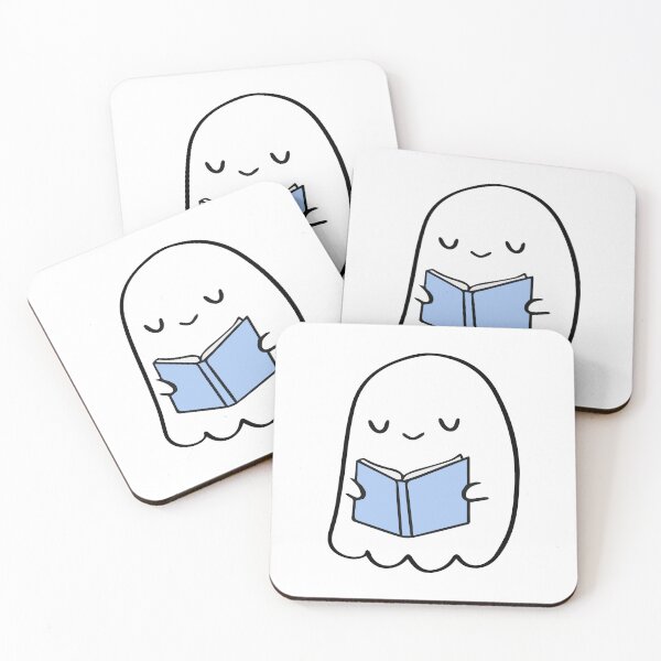 Item preview, Ghost Reading a Book – Cute Cozy Blue Kawaii Illustration designed and sold by Cannaxes Studio.