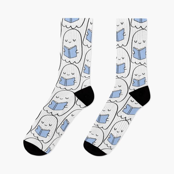 Item preview, Ghost Reading a Book – Cute Cozy Blue Kawaii Illustration designed and sold by Cannaxes Studio.