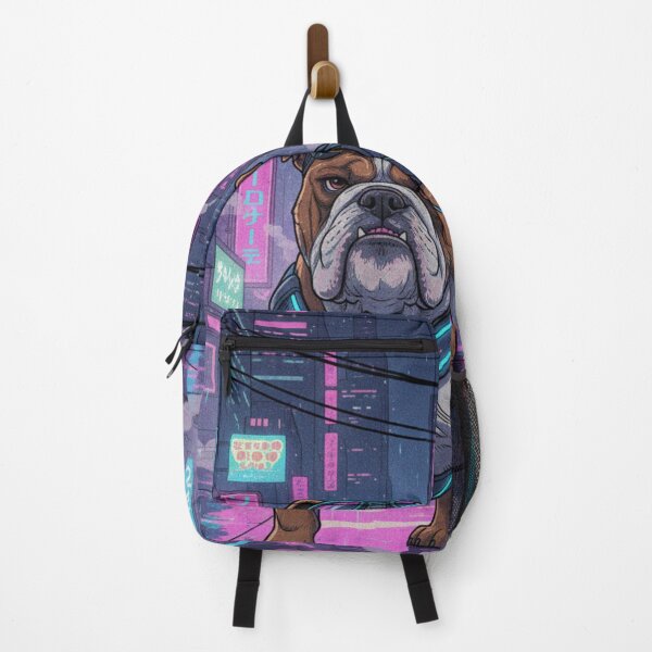 Item preview, Cyberpunk Bulldog Street Samurai - Futuristic Neon Pet Art designed and sold by AngelBlessing.