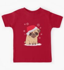 Christmas Pug (red) Kids T-Shirt