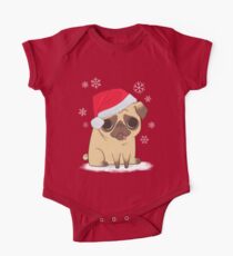 Weihnachtsmops (rot) Baby Body Kurzarm