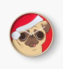 Christmas Pug (red) Clock