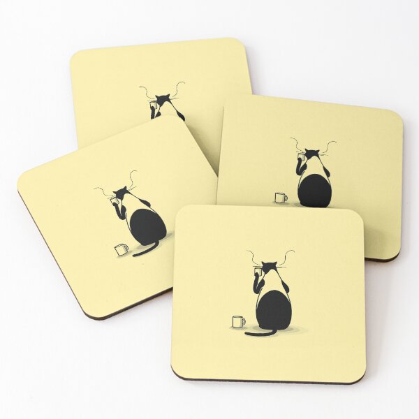 Item preview, Silhouette Cat with Coffee designed and sold by CLEARART7.