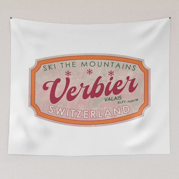 Item preview, Verbier, Switzerland, Valais, Ski, textured skiing badge designed and sold by Wanderful-roads.