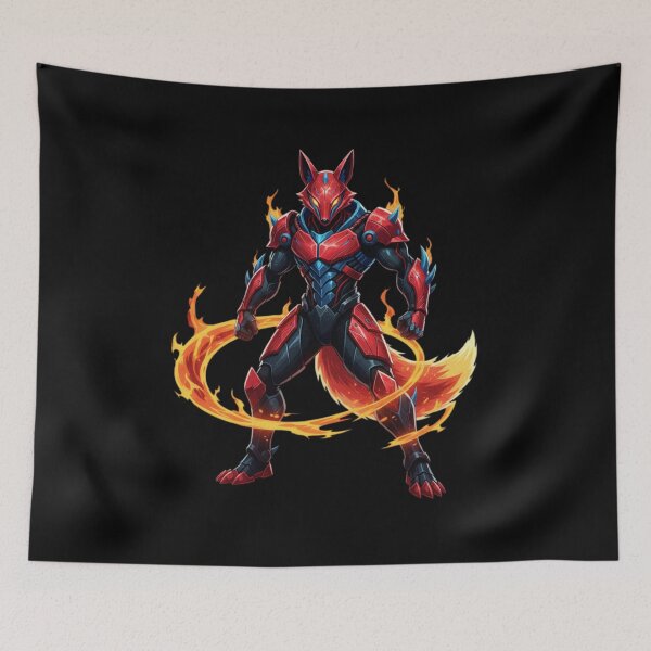Item preview, Flame Cyber Fox Warrior – Futuristic Fire Mecha Animal Art designed and sold by FORYOUOFFICIAL.
