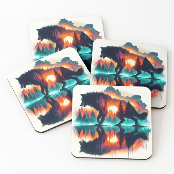 Item preview, Double Exposure Wolf Reflection, Ai Generated Art  designed and sold by ACC .