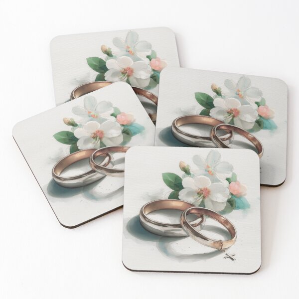 Item preview, Christian Wedding Rings – Floral Cross Watercolor, Marriage Blessing Print, Christian Wedding Gift designed and sold by FaithArtCrea.