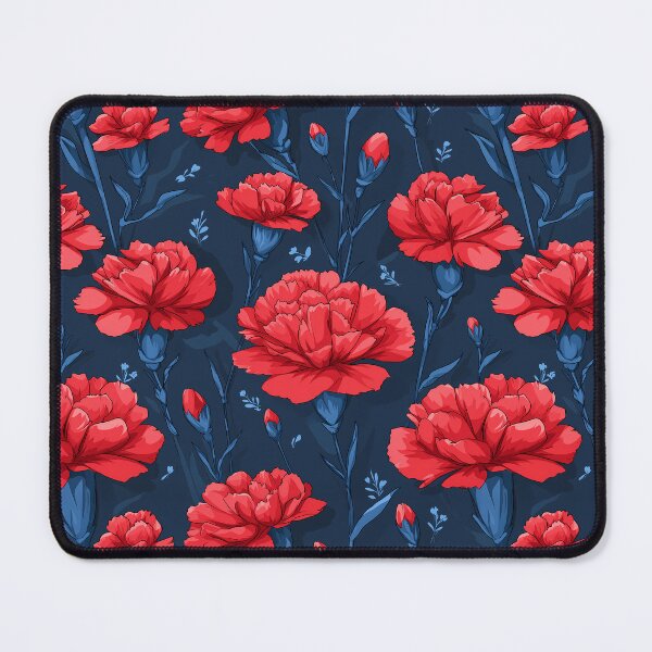 Item preview, Red Carnation Flower Seamless Pattern Blue designed and sold by ConcienciaEco.
