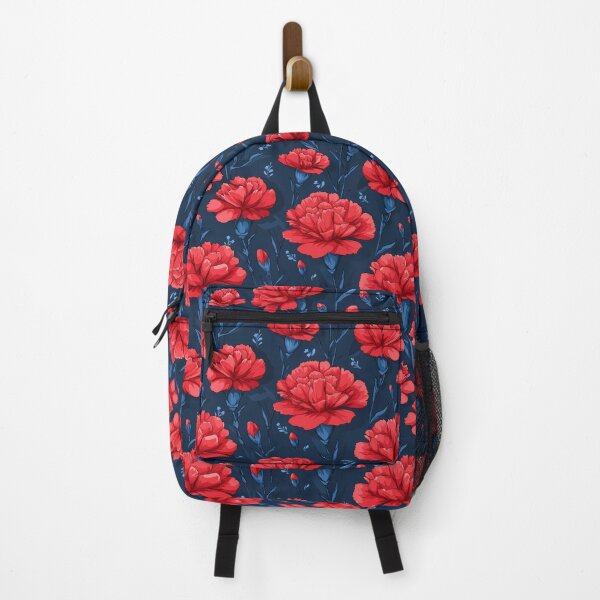 Item preview, Red Carnation Flower Seamless Pattern Blue designed and sold by ConcienciaEco.