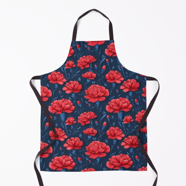 Item preview, Red Carnation Flower Seamless Pattern Blue designed and sold by ConcienciaEco.