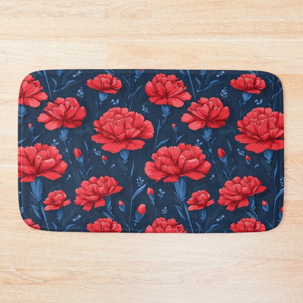 Item preview, Red Carnation Flower Seamless Pattern Blue designed and sold by ConcienciaEco.