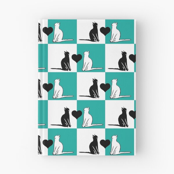 Item preview, Black & White Cats Teal & White Checkered Background designed and sold by Digitalmyth's Designs.