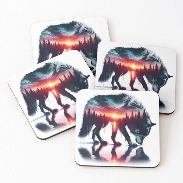 Item preview, Double Exposure Wolf Reflection, Ai Generated Art  designed and sold by ACC .