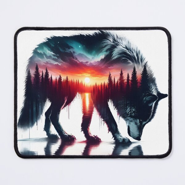 Item preview, Double Exposure Wolf Reflection, Ai Generated Art  designed and sold by ACC .