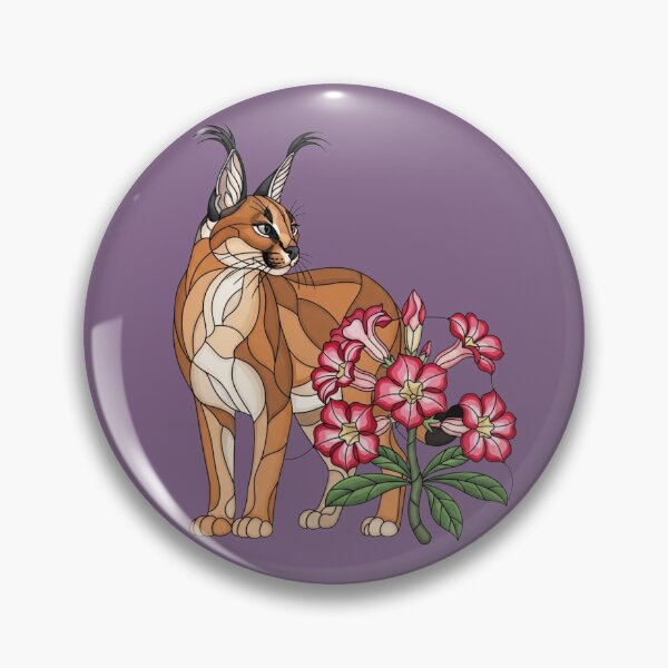 Item preview, Stained Glass Caracal Wildcat Floral designed and sold by BirdsnStuff.