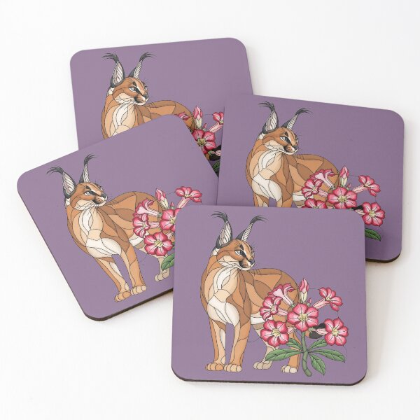 Item preview, Stained Glass Caracal Wildcat Floral designed and sold by BirdsnStuff.
