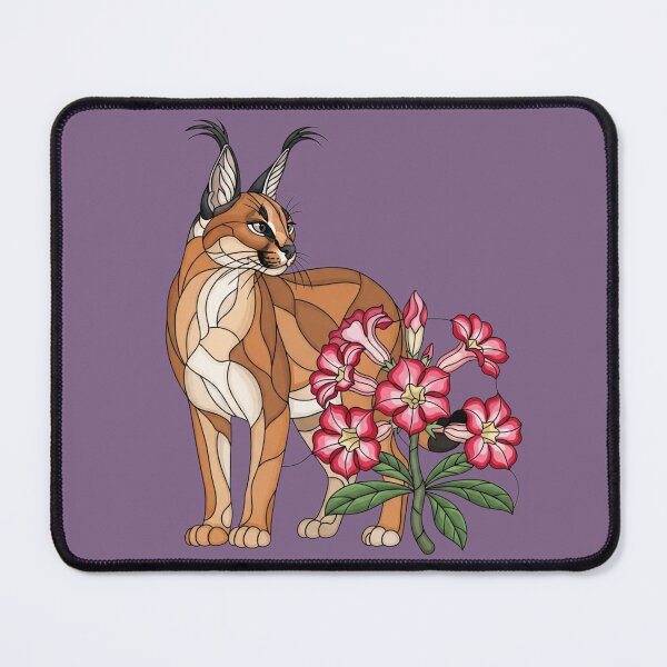 Item preview, Stained Glass Caracal Wildcat Floral designed and sold by BirdsnStuff.