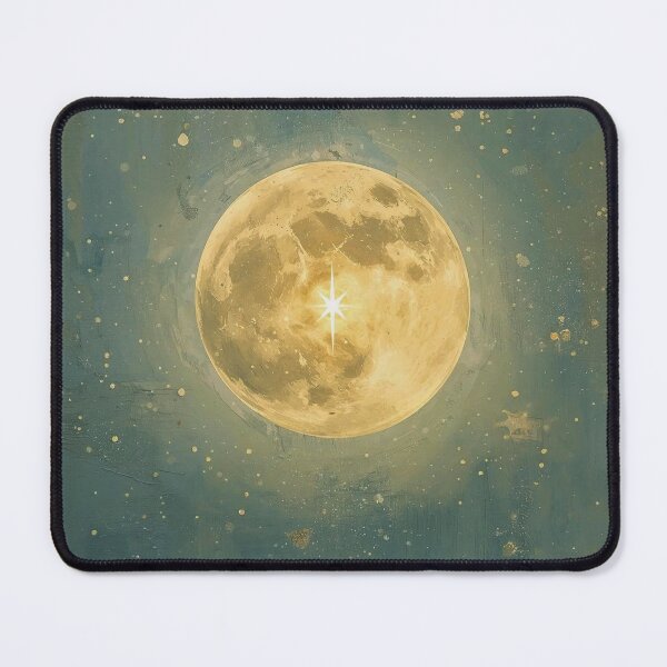 Item preview, Stellar Beacon: Modern Abstract Impasto Full Moon and Radiant North Star Art designed and sold by Cozyartsss.