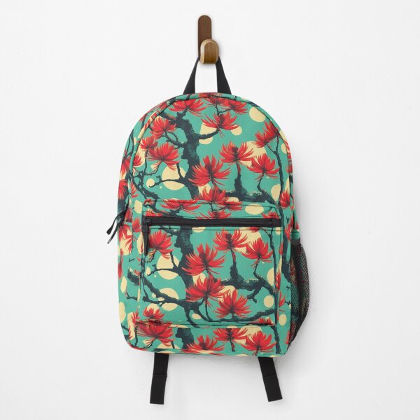 Item preview, Red Coral Tree Flowers Pattern Green designed and sold by ConcienciaEco.