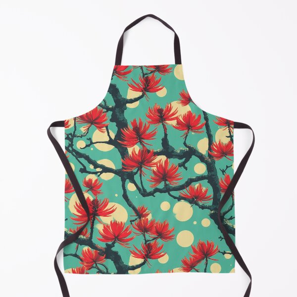 Item preview, Red Coral Tree Flowers Pattern Green designed and sold by ConcienciaEco.